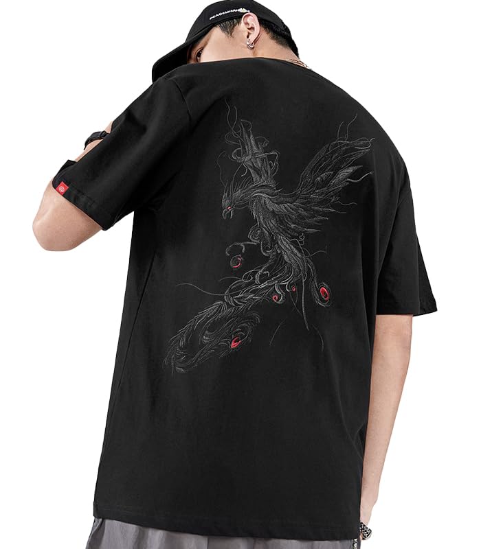 

Short Sleeve with Funny Embroidery and Japanese Round Street Cool Summer Sizes FUN501 Men s T-Shirt Pattern, 100% Cotton, Unisex, Casual, Collar,