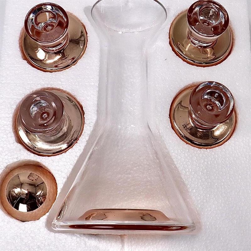 Rose Gold Gradient Glass Decanter and Cup Set
