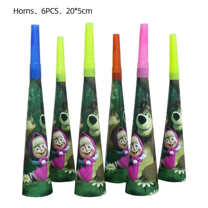 Masha And The Bear Birthday Party Decoration Girl Baby Shower Party Supplies Anime Cake Topper Balloons Hanging Flag Set Gifts