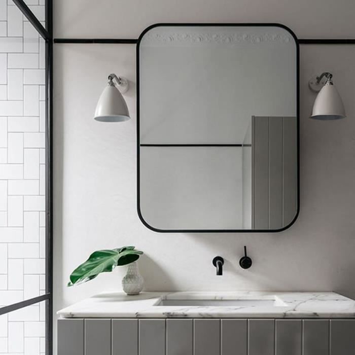 Robinet de lavabo - Noir Mat - Mural - Laiton - 1 Poignée - Thermostatique