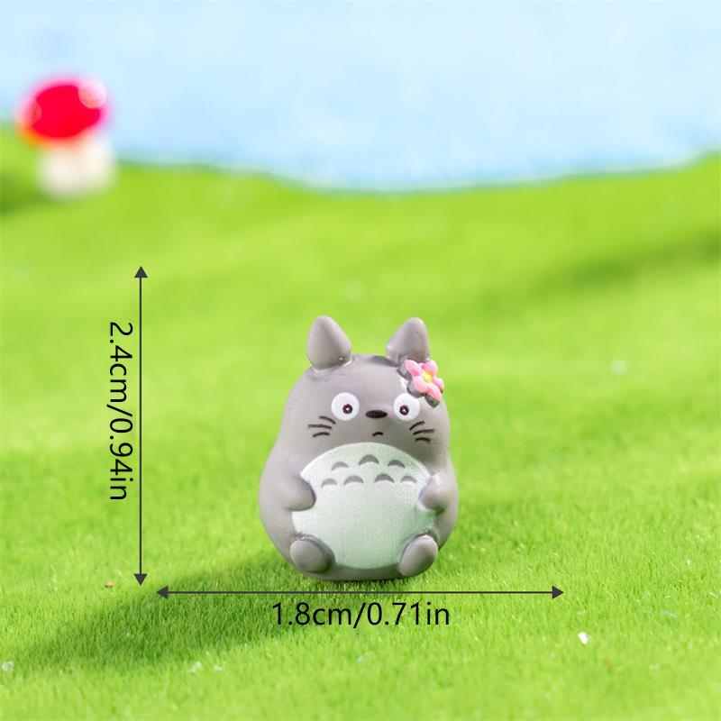 3Pcs/Bag Cute Mini Totoro Doll Resin Car Ornaments Micro Landscape Figurines Diy Accessories Home Decor Dollhouse Toy Kids Gifts