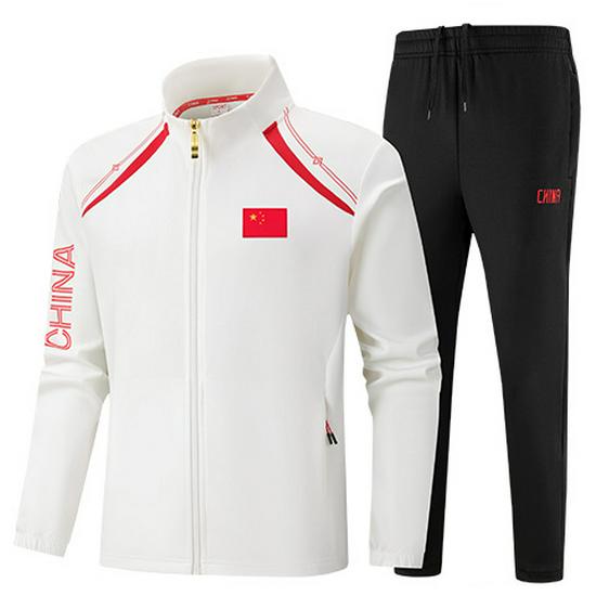 Unisex Chinese National Team Track Suit Set – Stand-up Collar, Long Sleeve, Two-Piece for Training and Competition (Spring & Autumn)