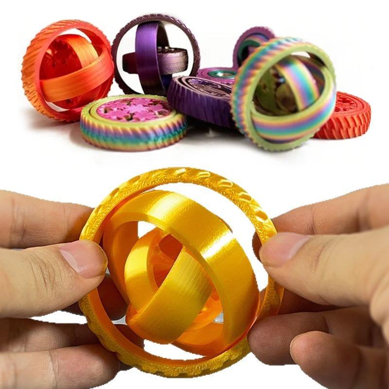 3D Printed Rotating Ball Toy O-Shaped Universal Fingertip Gyroscope Gravity Rotation Anxiety Relief Decompression