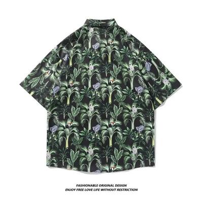 2025 New Summer Floral Shirt for Men and Women, Hawaiian Beach Sand Short Sleeved Fashionable Loose Shirt Suitable for Beach Strolls