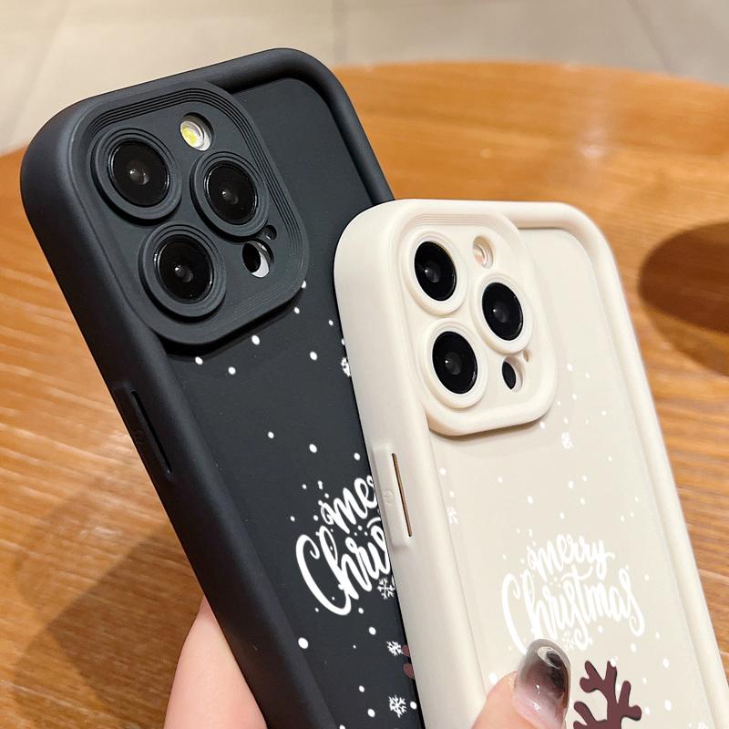 Cute Christmas Elk Pattern Case For iPhone 17 Air 16e 16 15 14 Pro Max 13 17 Pro Max 17 Pro 17 Shockproof Soft TPU Silicone Phone Cover Funda