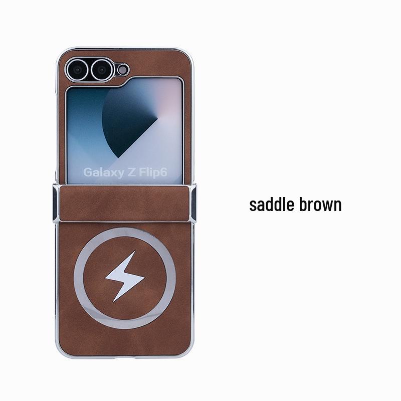 Magnetic Leather Textured Phone Case for Samsung Z-Flip7/Z-Flip6