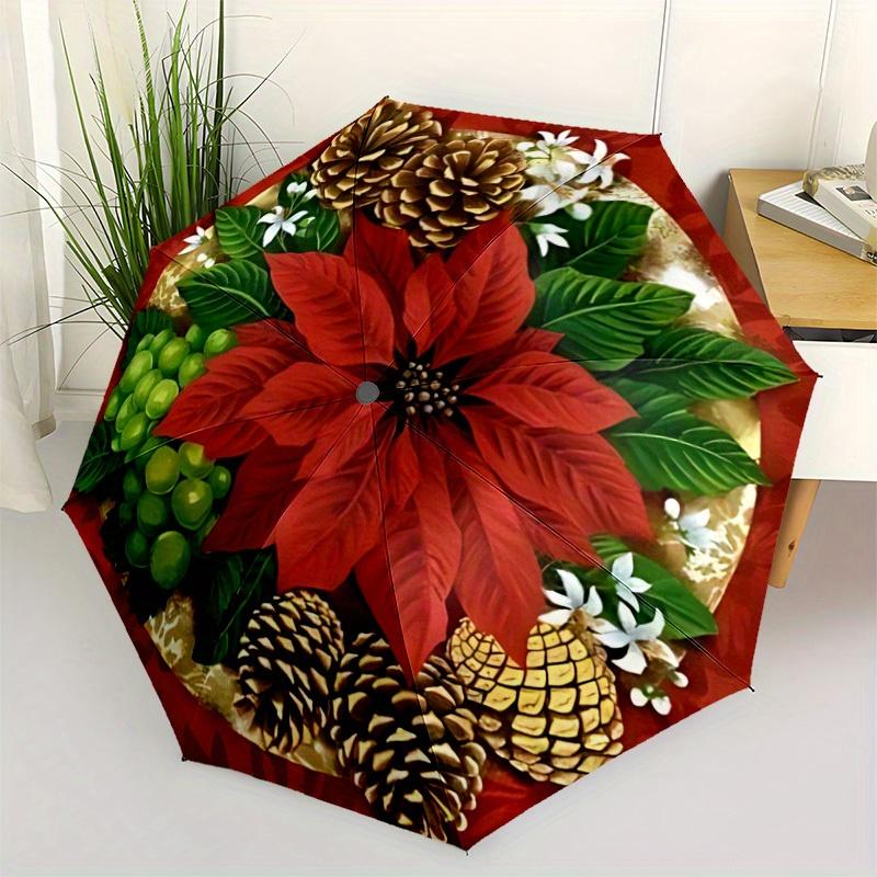 1pc Christmas Decorations Automatic Umbrella 8-Bone Design Compact Gear for Outdoor Travel, Perfect Holiday Gift  Y250827017