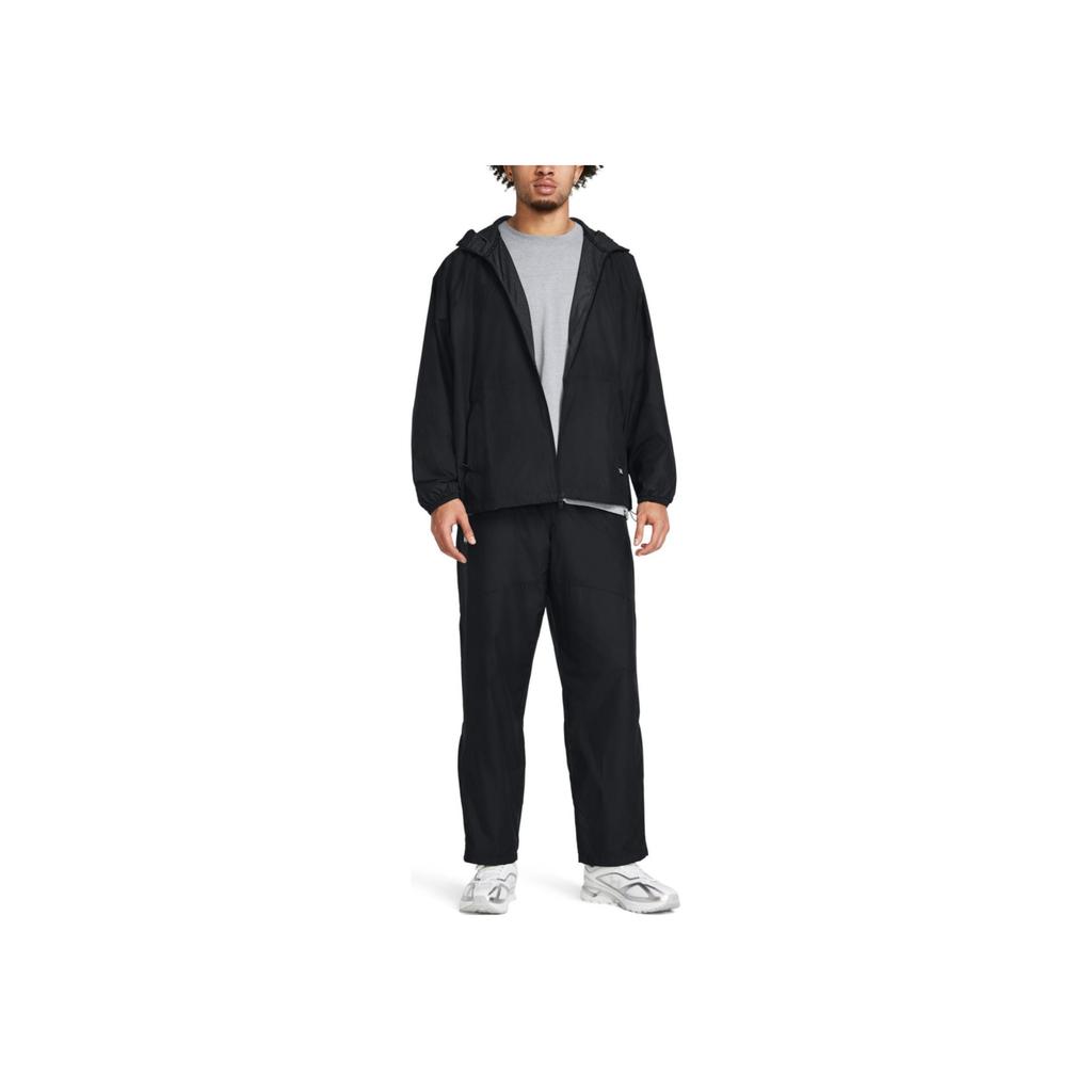Under Armour Einfarbig Lässig Gewebte Kapuzenjacke Langarm Herrenjacken Schwarz 1382896-001