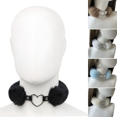 Flauschiges Choker-Halsband Abnehmbare Fuzzy-Halskette Legierung Herz Kunstpelz Choker-Halskette für Damen Herren Alltag Date Partys