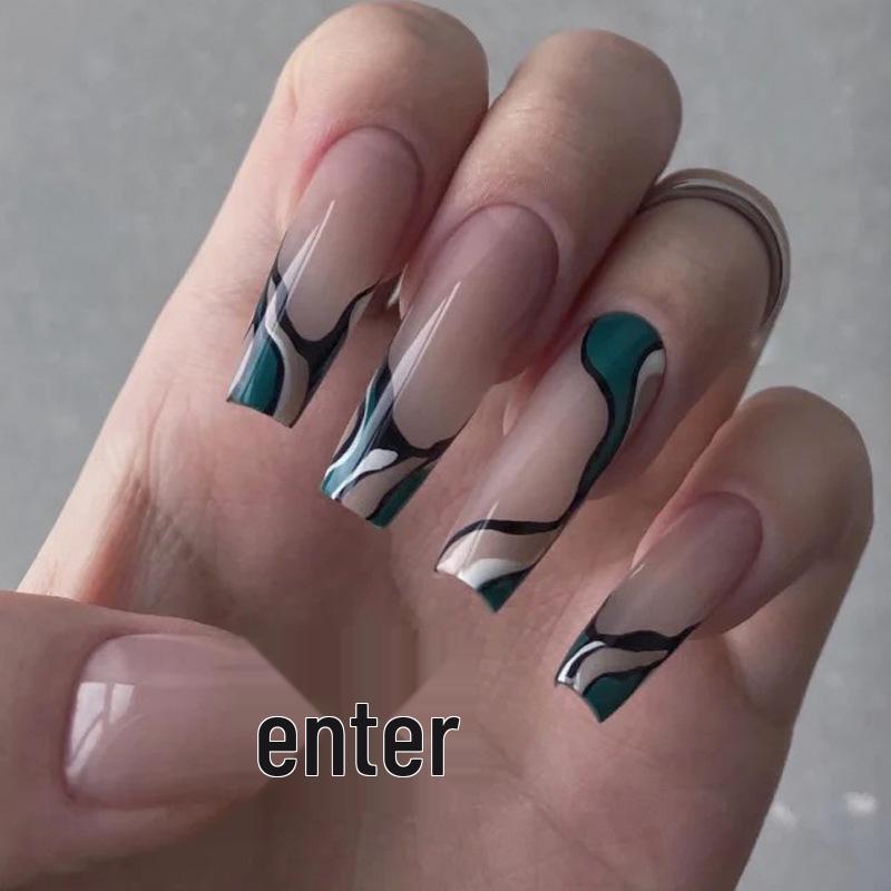 Cross-Border Wearable Nail Art: Super Long Press-On False Nail Tips