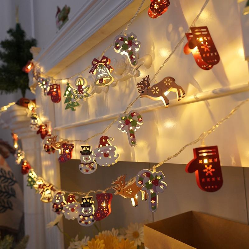 Christmas Deer Snowflake Led String Lights Battery Powered Fairy Lights Xmas Tree Ornament Decoration 2025 Navidad Gift New Year
