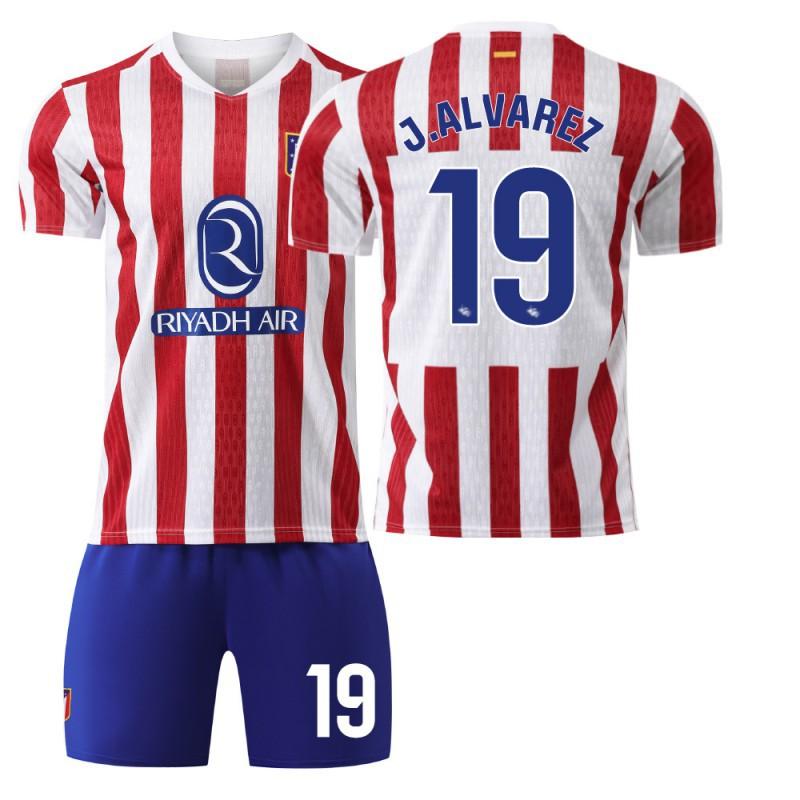 2025-26 Atletico Madrid Domicile N°. 7 Maillot Gretzman Vêtements pour enfants Ensemble d'uniforme de football 19 Alvarez