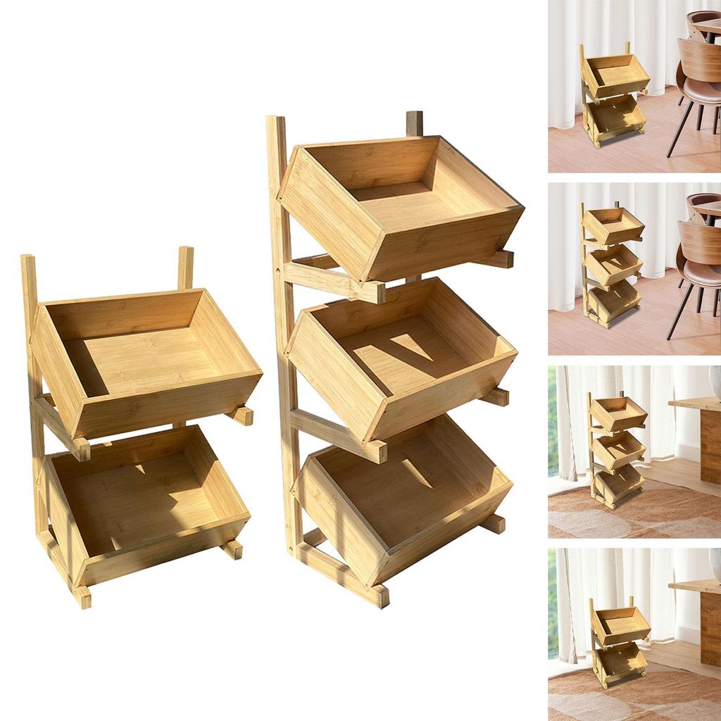 Bodenregal Praktisch Multifunktional Kreatives Ländliches Design Lagerregal Snack-Aufbewahrungskorb für Schlafzimmer Gemüse Küche