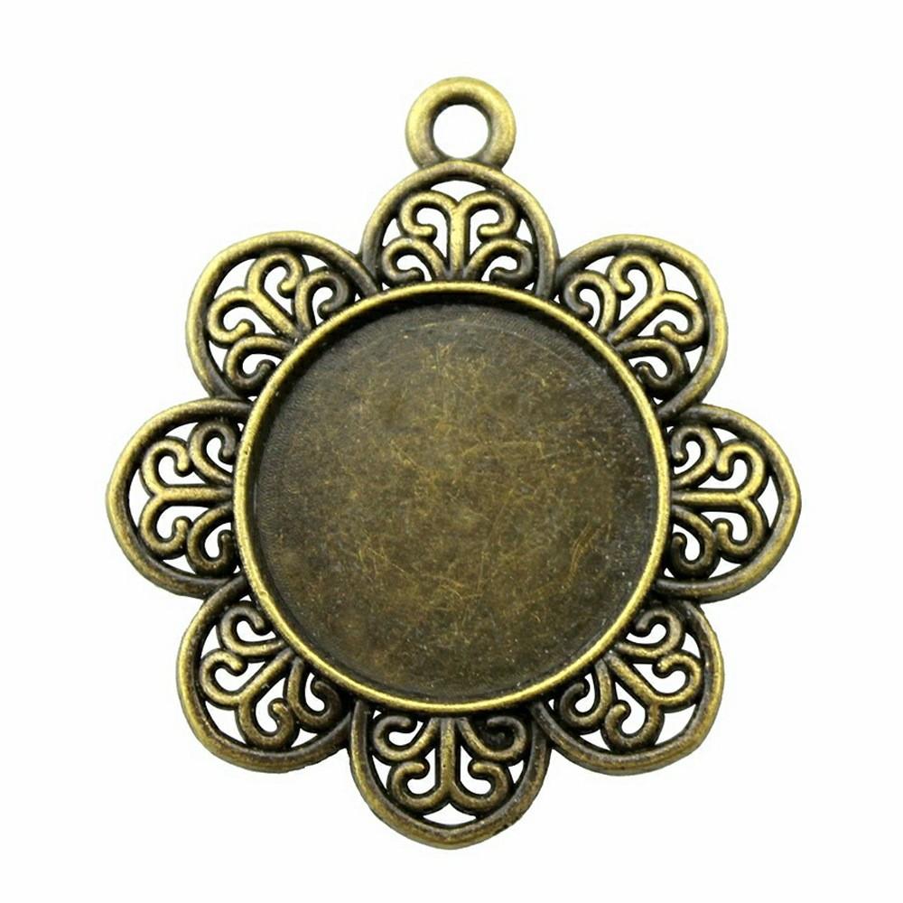 Fit 20mm Round Cabochon Bezel Pendant Setting Handmade Craft Blanks Frames