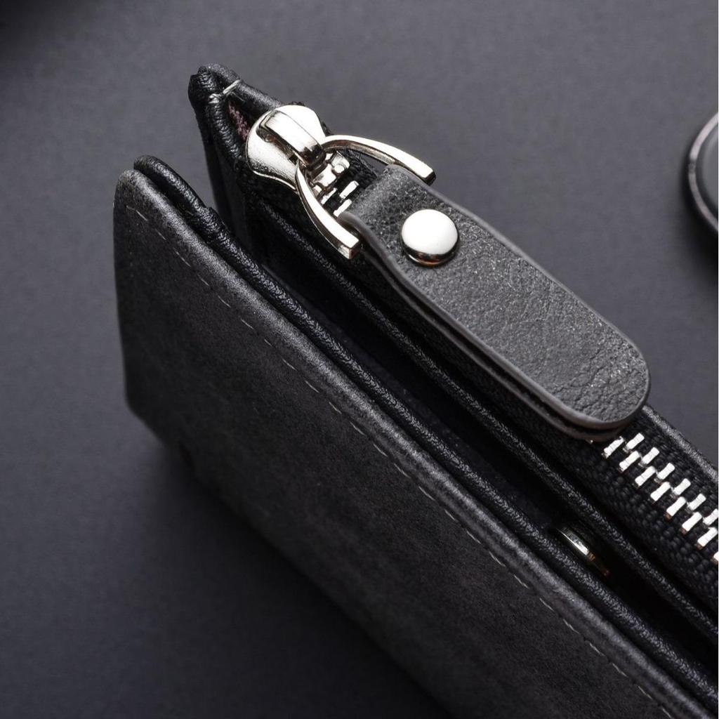 Men's High-End Casual Zipper Wallet - Short, Large Capacity, Multifunctional Billfold & Coin/Card Holder.