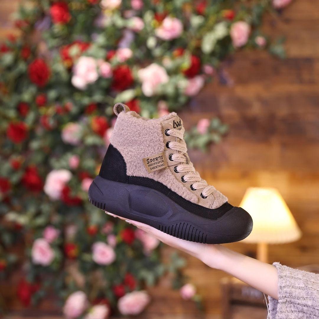 

2025 autumn and winter popular velvet versatile cotton boots foreign thick-soled fluffy shoes flat-soled soft-soled casual snow boots women s tide 35