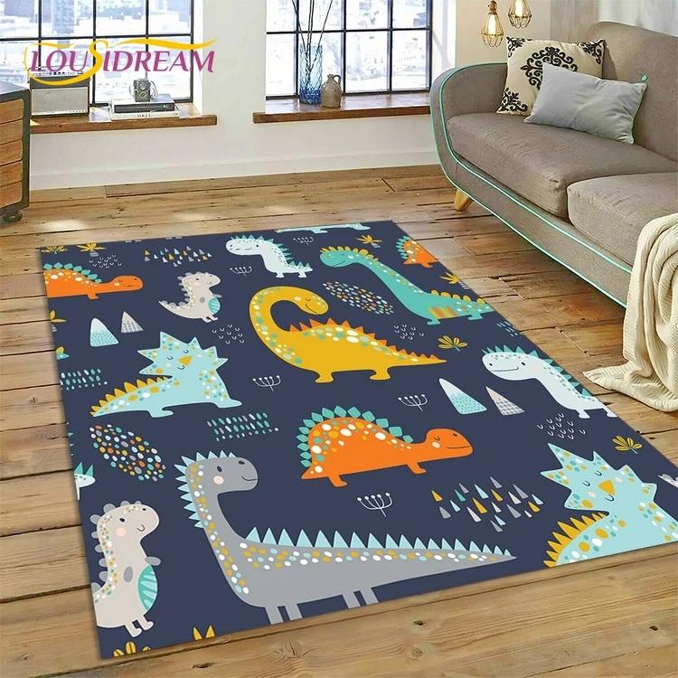 3D Cute Dino Cartoon Dinosaur Space Carpet Rug for Bedroom Living Room Home Sofa Decoration,Children Game Large Decor Floor Mat