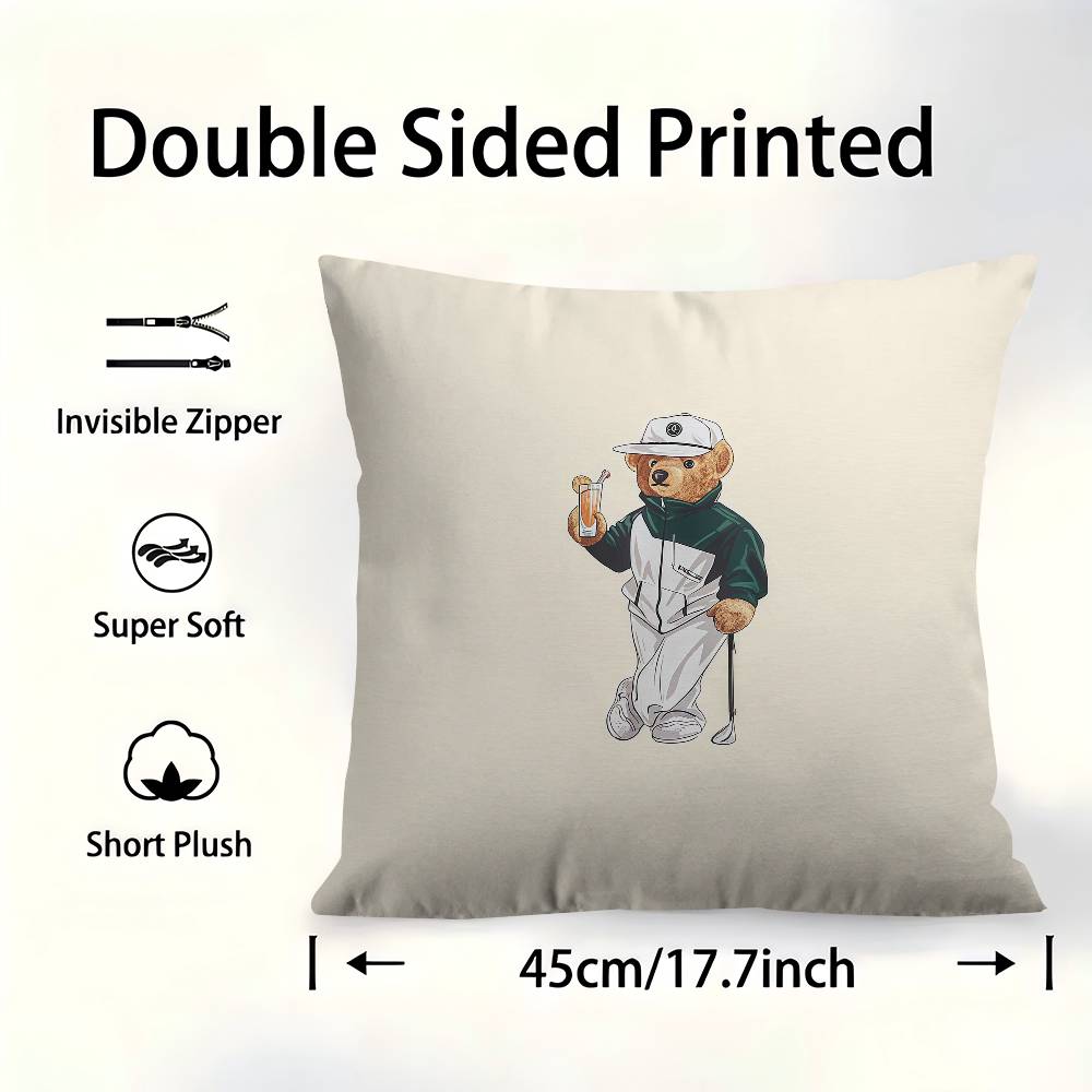 Cushion Cover Pillow Cover Decor Pillowcase Printed Cushion Case For Couch PPOLOs Bear
