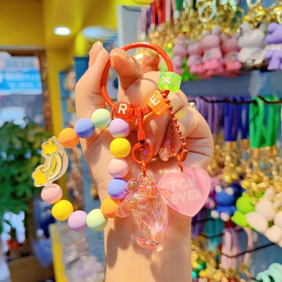 Wrist Strap Phone Chain Beaded Charm for Women Cute Dolphin Animal Keychain Anti-Lost Bracelet Lanyard for Cell Phone Bag Purse