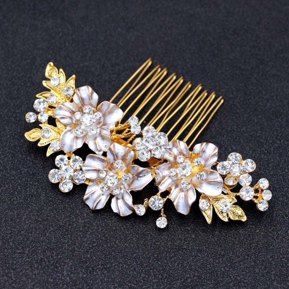 Sparkling Bridal Hair Comb Headdress Flower Hairclip Fashion Rhinestone Hairpin  Wedding