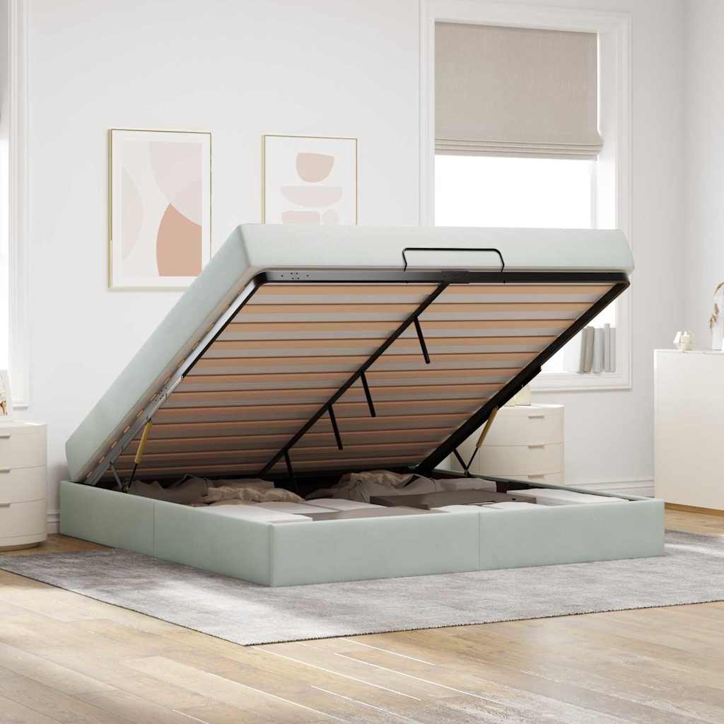 Bed Frame with Mattress 2 pcs Light Grey Velvet