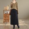 Cotton Padded Plus Size High Waist Vintage Black Spring Autumn Winter Casual Loose Long for Woman Skirts Womens Skirt