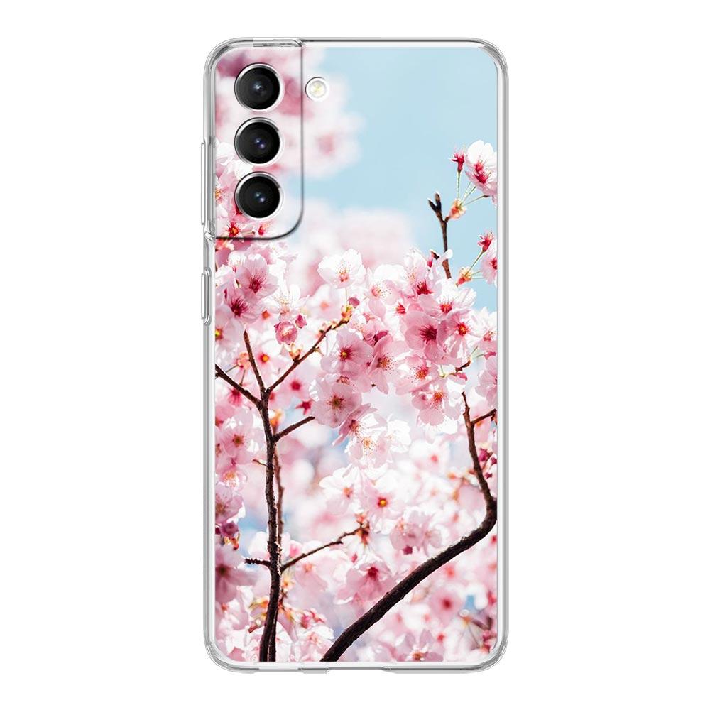 Cherry Blossom Tree Phone Case For Samsung Galaxy S24 S23 S22 S20 Ultra S21 FE 5G S10 S9 Plus S10E S8 Soft Silicone Clear Cover