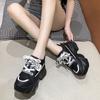 Fashion Women Walking Sneakers New Autumn Lace-up High Platform Chunky Shoes Breathable Mesh Shoes 9CM Wedge Heels Casual Shoes