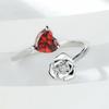 Cute Female Red Stone Heart Adjustable Ring Silver Color Open Wedding  For Women