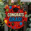 2D Flat 1pc, 8x8 in, Happy Graduation Aluminum metal sign Decorative Signs&Plaques, flower wreath center, door decoration, wall decoration, suitable