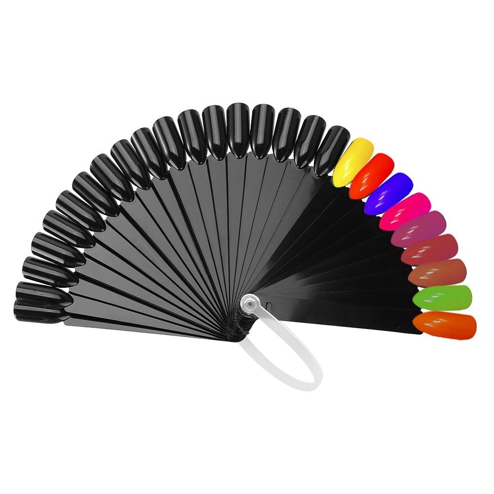 32pcs False Nail Tip Stick Palette Manicure Polish Gel Display Practice Tools Black
