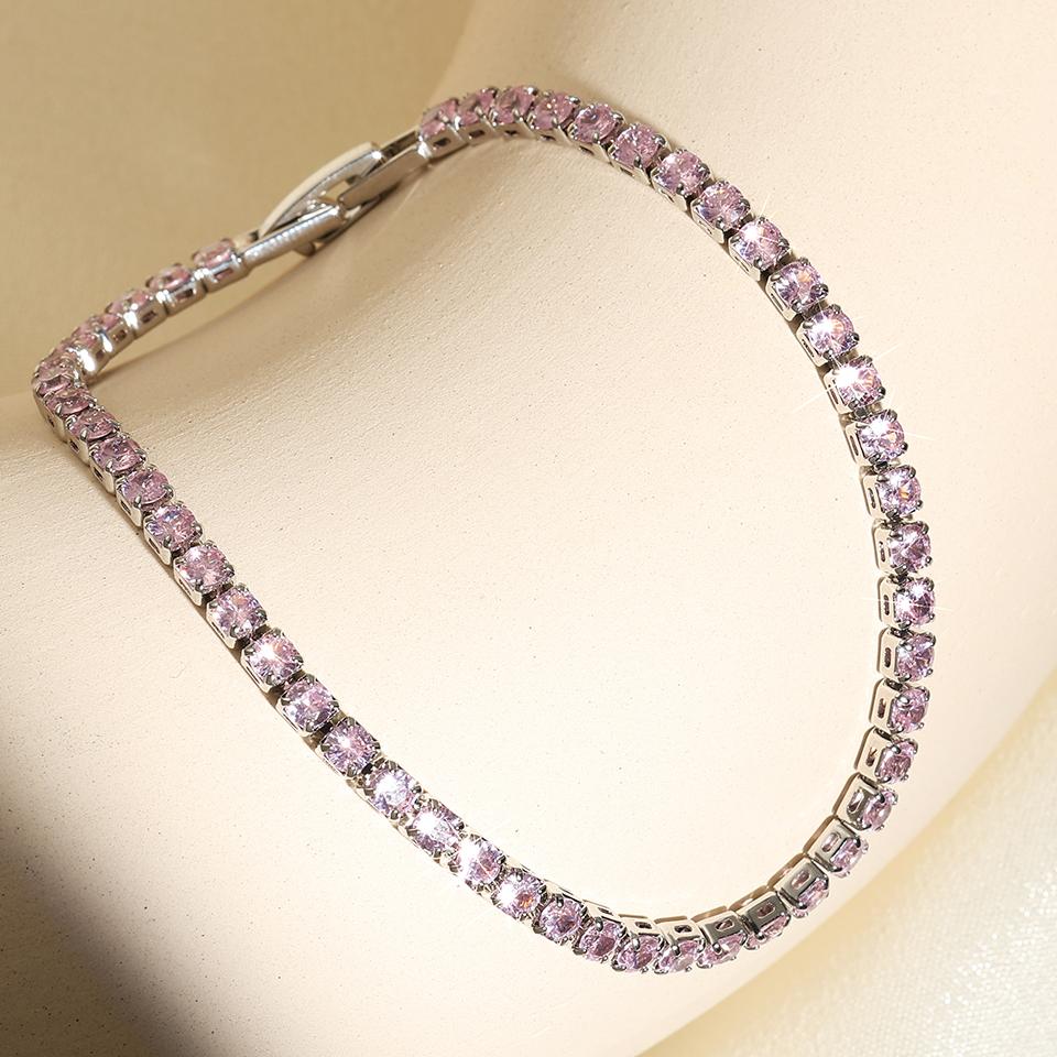 ZAKOL Shiny Pink Marquise Leaf Zircon Adjustable Charm Bracelet for Women Exquisite Wedding Engagement Zircon New Colors
