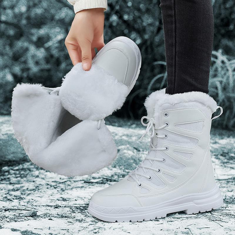 

2025 fashion women s outdoor hiking boots thick-soled warm snow boots velvet high-top casual shoes sports shoes women 42 белый