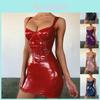 Pu Leather Bodycon Dress With Splicing Technique For Nightclub Dancing And Fashion Enthusiasts