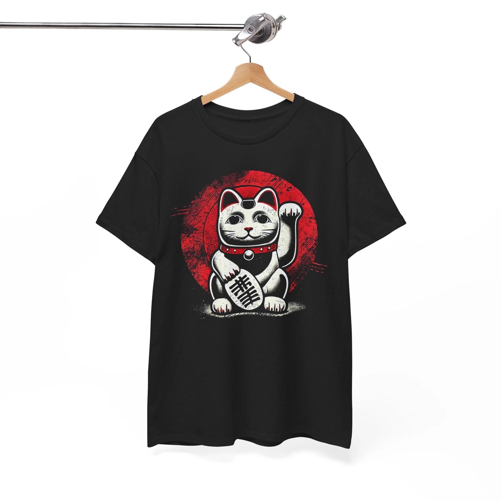 Lucky Cat Waving Japanese T-Shirt | Mecha Anime Style Tee | Sci-Fi Tokyo Shirt 3XL