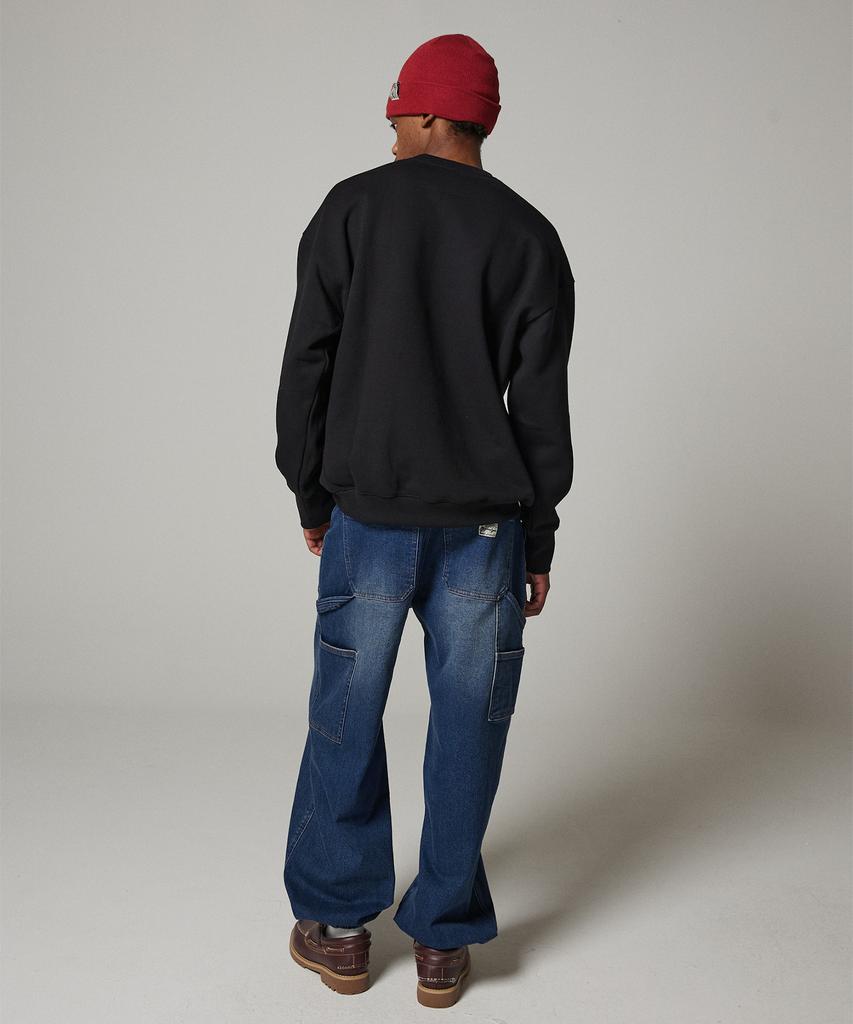 MAGOODGAN Jogger 7723 Carpenter Wide Fit Brushed Dark Medium Indigo Denim Jogger Pants