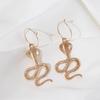 Personality Twisted Geometric Hip-Hop Earrings Female, Exaggerated Snake-Shaped Fashion Relief Long Stud Earrings