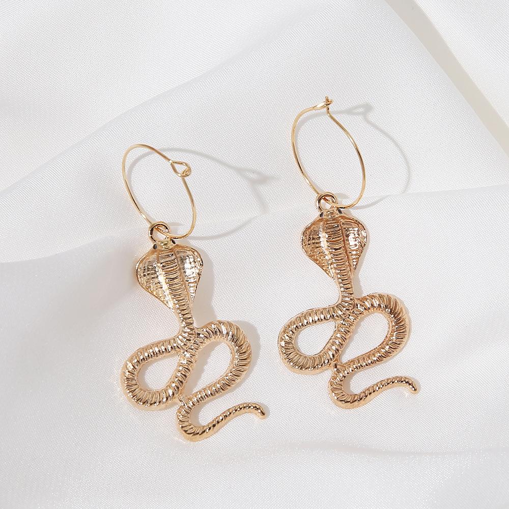 Personality Twisted Geometric Hip-Hop Earrings Female, Exaggerated Snake-Shaped Fashion Relief Long Stud Earrings