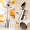 Cream Puff Filling Nozzle 304 Stainless Steel Slanted Oval Piping Tip Baking Tool for Pastry Bag, Cupcakes, Tarts, Donuts