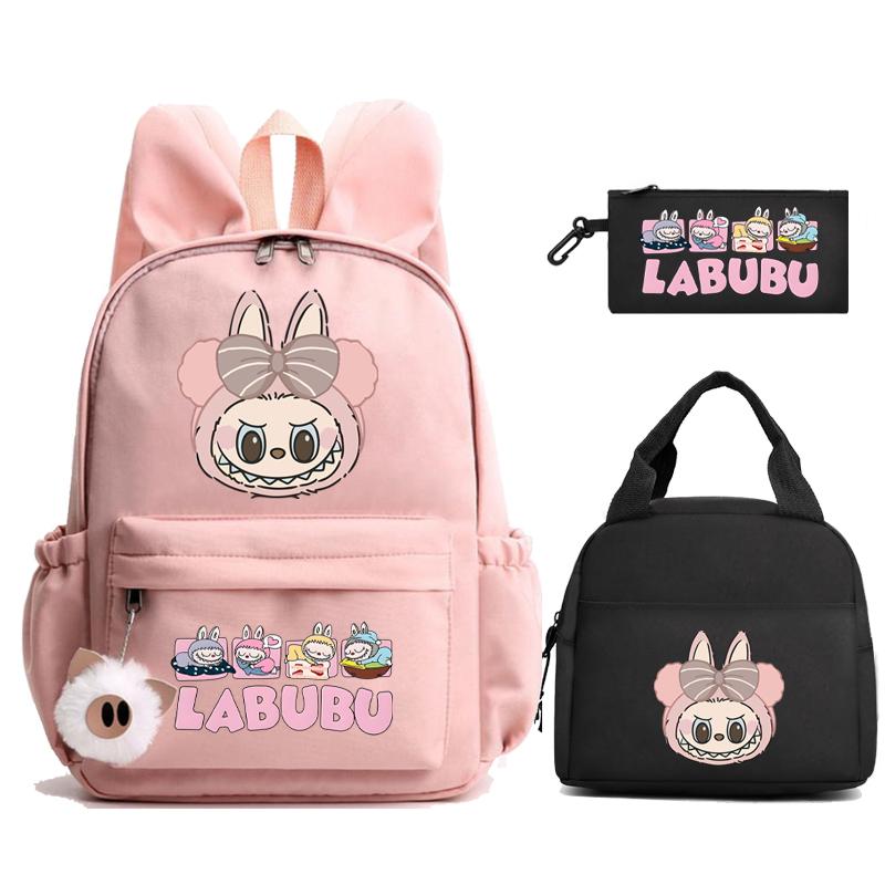 3Pcs/set Cute Printed Backpack Lunch Bag Pencil Case Children Girl Boy Mokoko Student Schoolbag Zimomo Kid Gift Mochila