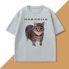 Funny Cat Lover Meme T Shirt Vintage Graphic Tee Print Round Neck Short Sleeved T-shirt Top Clothing