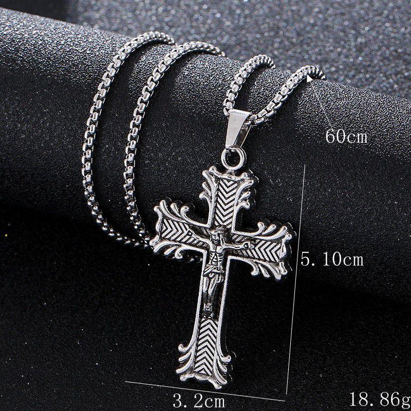 Retro Flower Pattern Cross Necklace: Unique Hip Hop Design