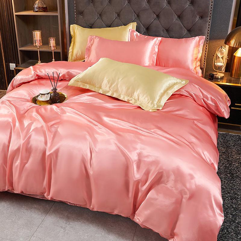 Bedding Set Solid Color Luxury Bedding Kit Rayon Satin Duvet Cover Set Twin Queen King Size Bed Set 4pcs Home Textile