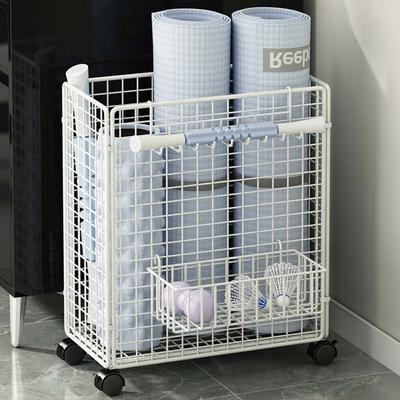 1pc Yoga Mat Storage Basket, Home Fitness and Sports Equipment Storage Basket, Gusseted Narrow Storage Tube, Dirty Laundry Basket Basket with Wheels