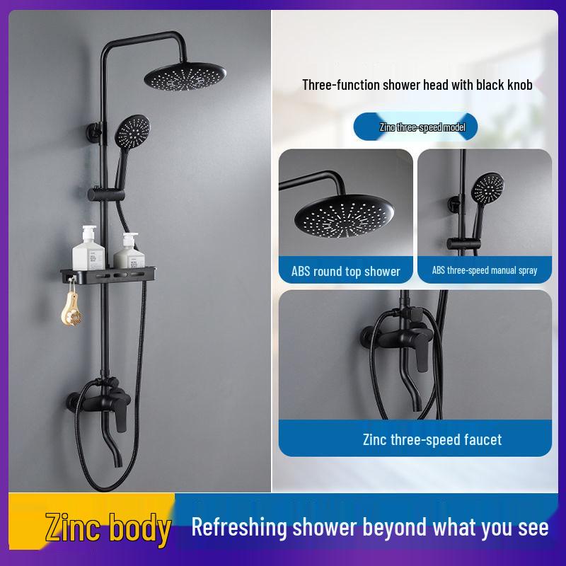 Digital Display Thermostatic Brass Rain Shower Head Set with Cold/Hot Faucet