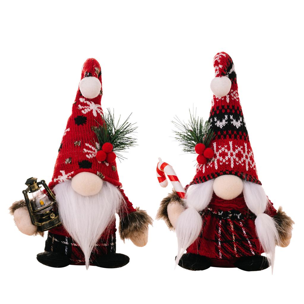 New Christmas Decorations Pom Pom Knitted Curved Hat Dwarf Doll Ornaments Cane American Faceless Doll