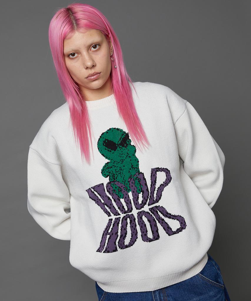 HOODHOOD Alien Graphic Knit Ivory
