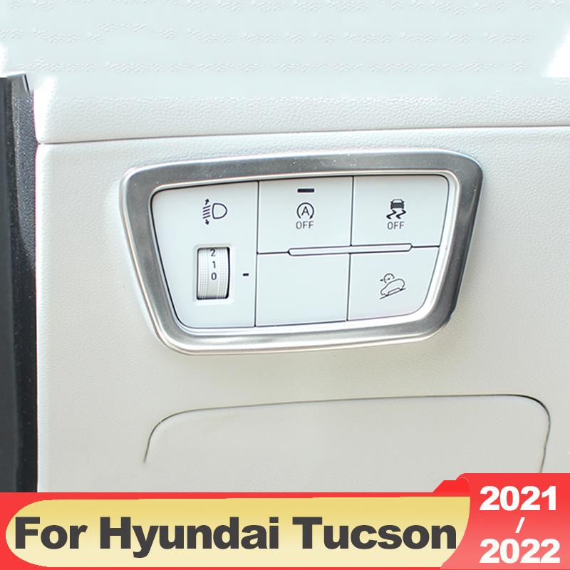 Für Hyundai Tucson NX4 2022 2023 Hybrid N Linie Edelstahl Auto Scheinwerfer Einstellung taste Abdeckung Trim Rahmen Zubehör