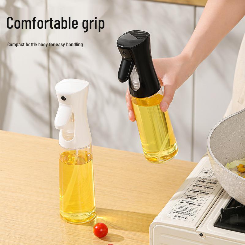 High-Value Transparent Glass Kitchen Oil Spray Bottle - Thickened, Non-Slip Design for Household Use 220ml White Cap