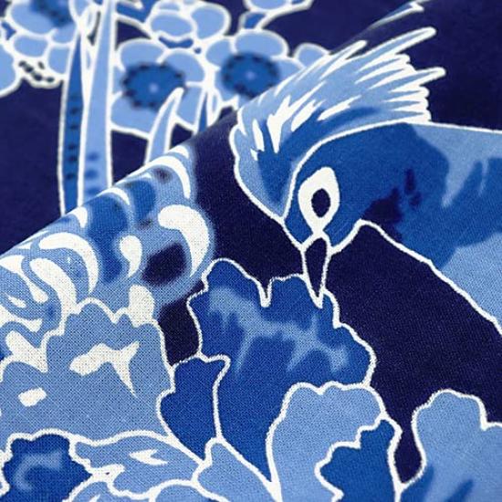 Someno Anbo Tenugui Hand Towel Four Seasons Flowers and Birds Ground Navy Authentic Made In 35cm X 100cm "Sometsuke (Dyeing) Dyed" Blue, Dyed, 100%